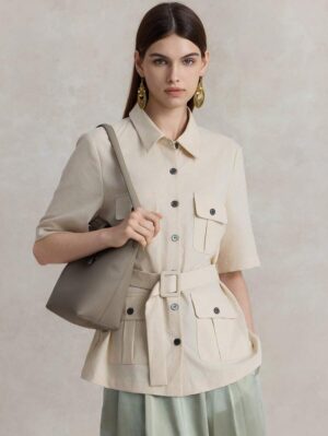 Women's Linen Single-Breasted Short Sleeve Coat