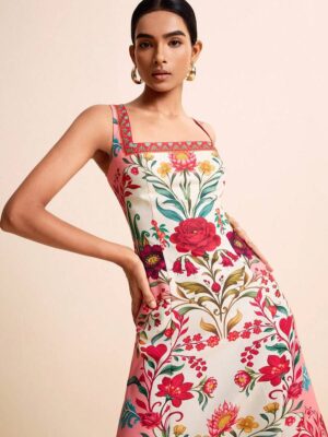 Women's Spring Summer Tropical Floral A-Line Dress Vacation