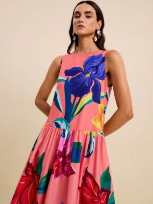 Women's Tropical Floral Resort Summer Dress