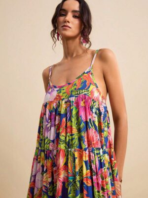 Women's Tropical Floral Sleeveless Summer Dress
